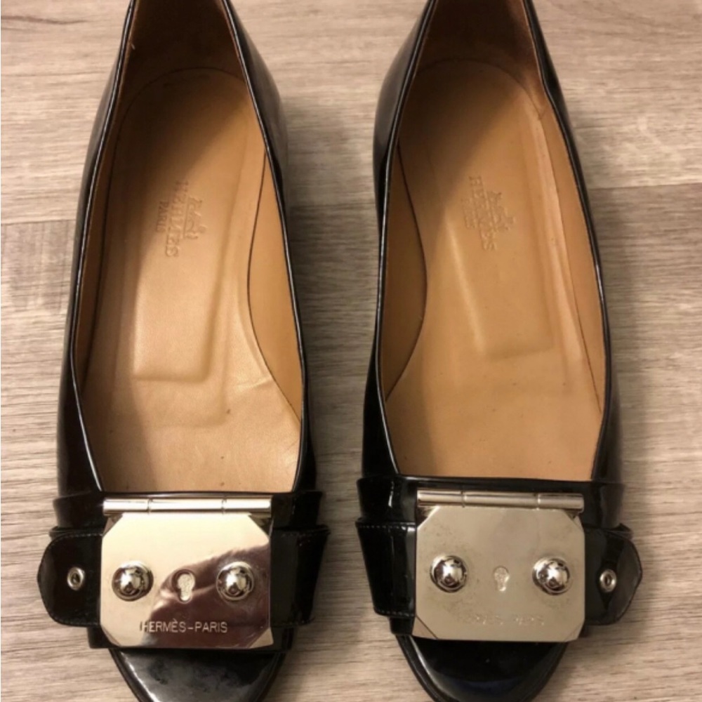 Hermes patten leather flats